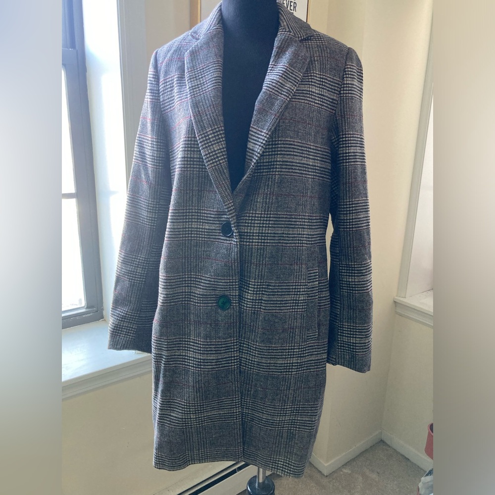 Stradivarius Women's Gray Checkered Blazer